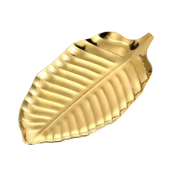

Stainless Steel Towel Trays, Golden Leaf Jewelry Bowl Dish, Muti-Function Cosmetic Organizer Towel Trays for Trinket Ring, Can