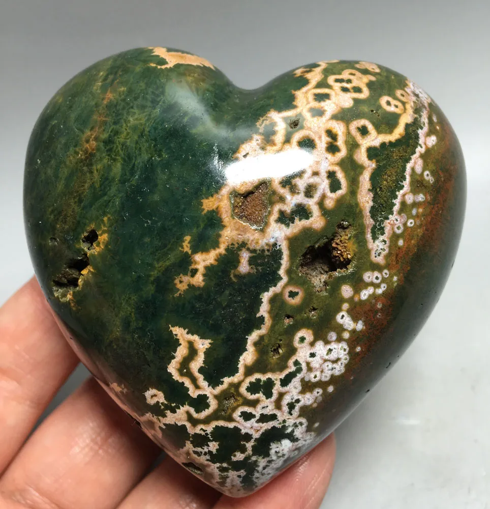 

344g NATURAL OCEAN JASPER QUARTZ CRYSTAL HEART HEALING Specimens stones and crystals minerals Madagascar