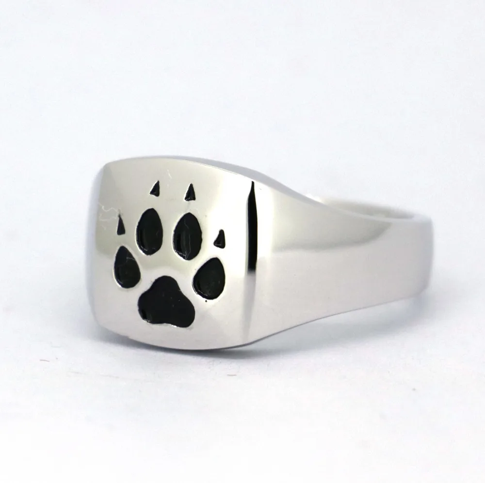 

Wellmade Solid Sterling Silver Square Ring, Puppy Feet Ring,Paw Ring