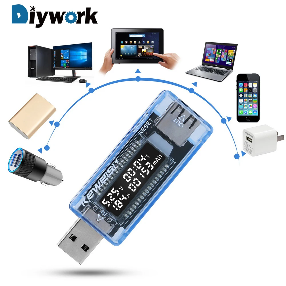 

DIYWORK Current Voltage Doctor Digital Voltage Ammeter Charger Capacity Tester Tester Voltmeter USB Battery