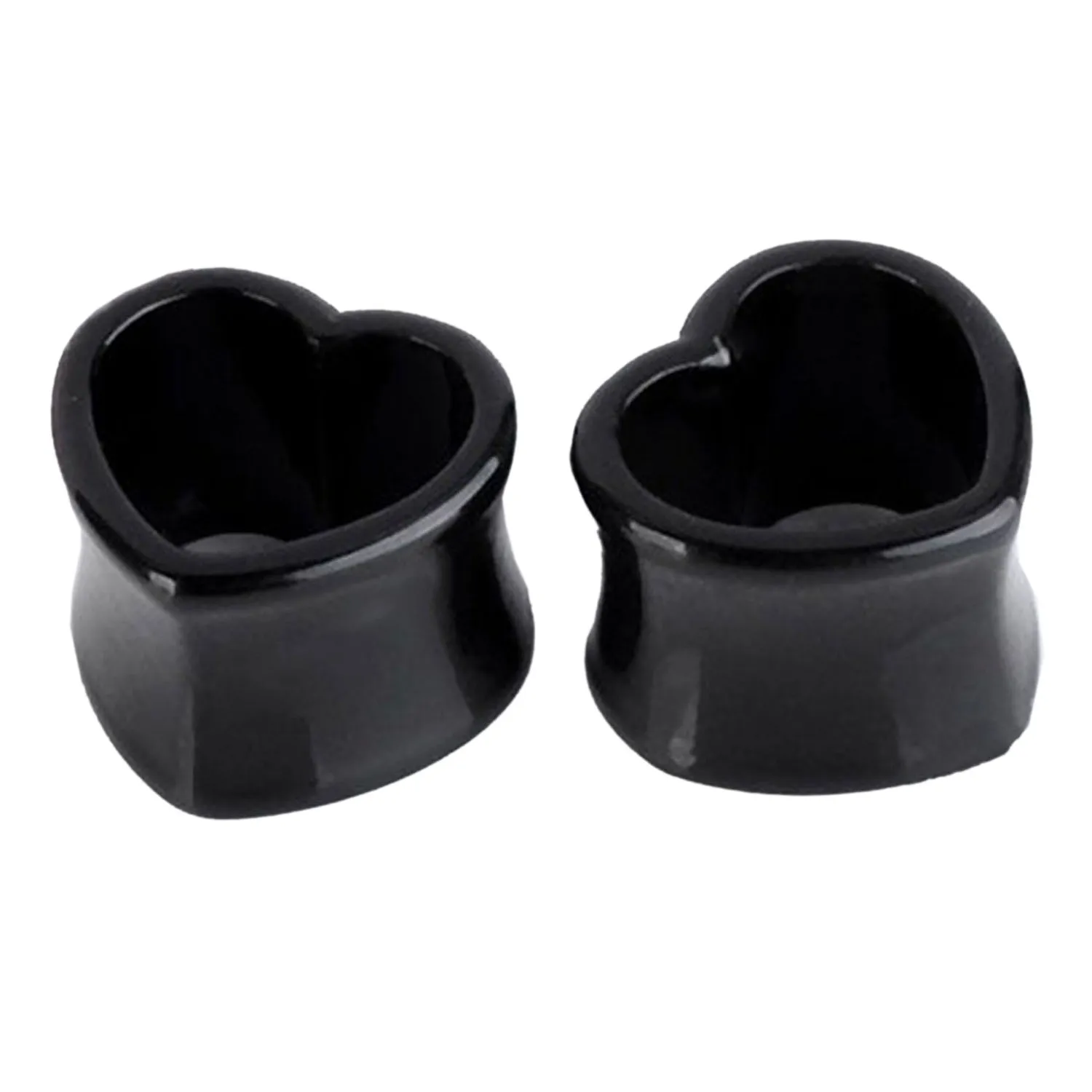 1 Pair Acrylic Hollow Heart Ear Tunnels Plugs Ear lets 20mm Blackin Body Jewelry from Jewelry