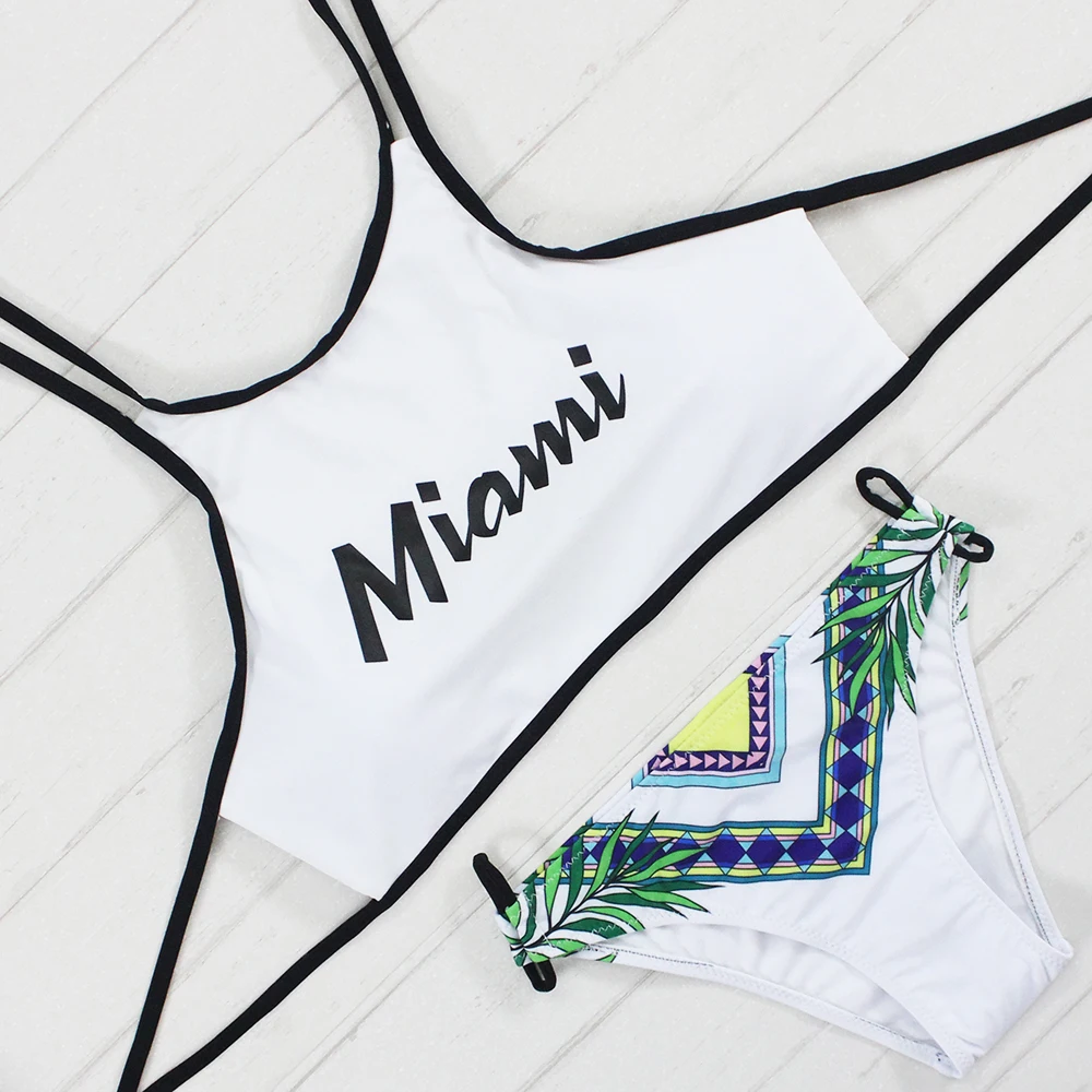 Miami Print Bikinis 2017 Sexy Swimwear Low Waist Swimsuit for Women