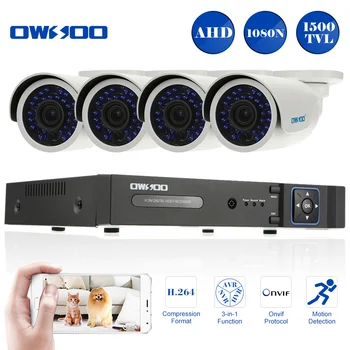 

OWSOO 4CH AHD Full 1080N/720P 1500TVL Security Camera System Onvif 4CH AHD DVR Kit 4*720P IR CUT Waterproof Camera Outdoor Set