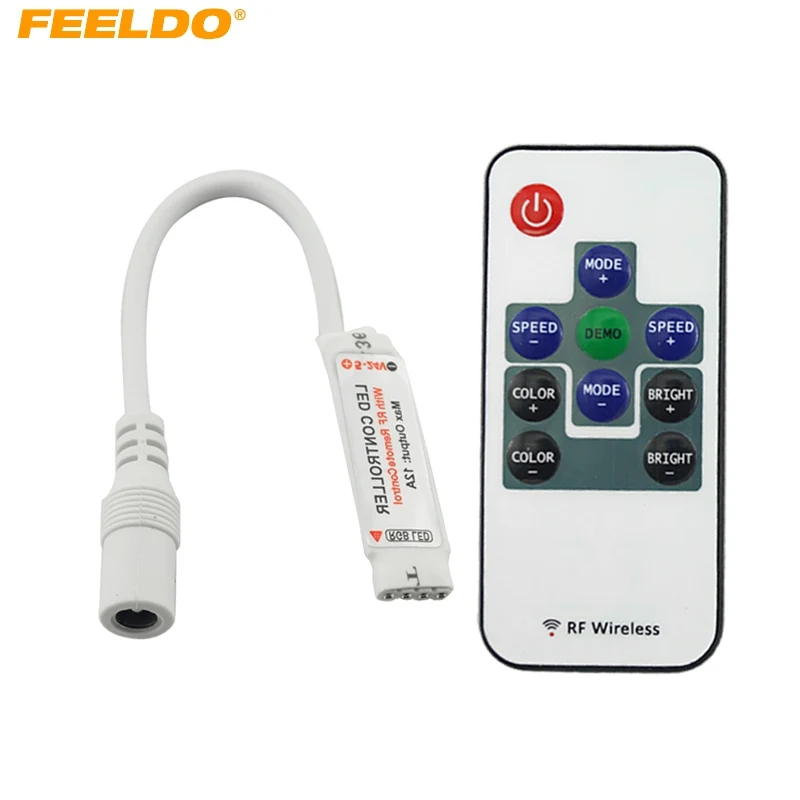 

FEELDO 5Set Car Mini RF RGB Controller Wireless LED Light Remote Controller for RGB 5050/3528 LED Lights Strips