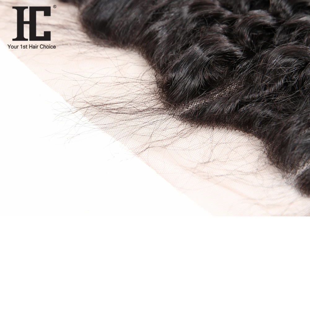 HC Hair Brazilian Deep Wave Lace Frontal Remy Hair 13x4 Ear to Ear Lace Frontal Closure Pre Plucked 130% Density Natural Color