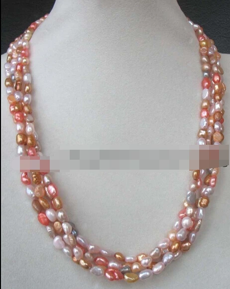 

ddh003804 4rows freshwater pearl multicolor baroque necklace