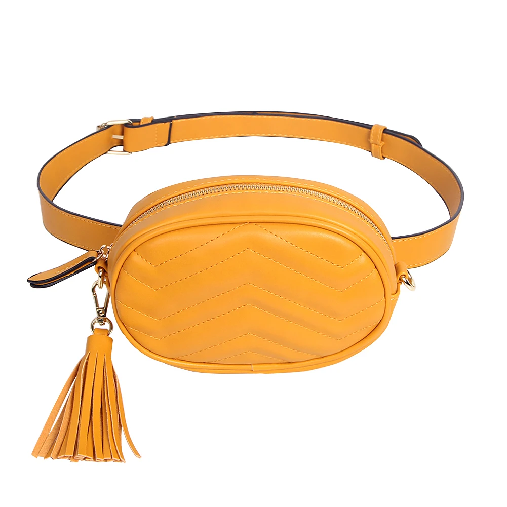 Buy Elegant Solid Belt Bag Women Pu Leather Waist Bags