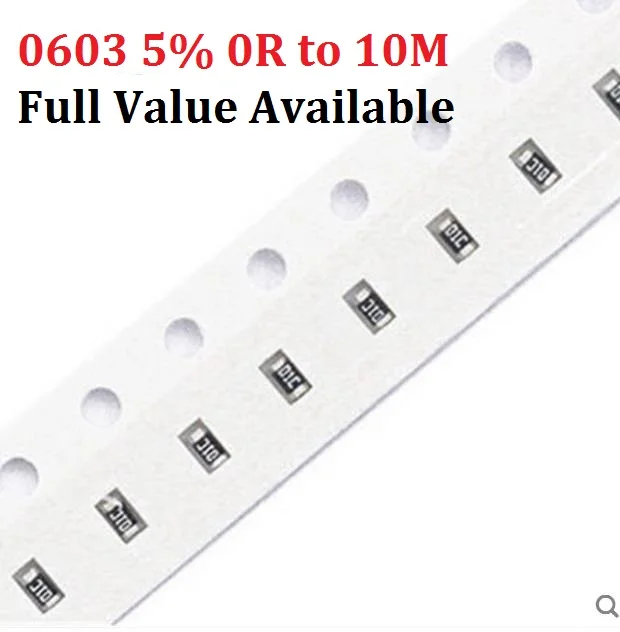 200 шт. набор чип резисторов 0603 SMD 5% 10 кОм 0R ~ 10M 1K 2 K 10K 100K 1R 10R 100R 220R 330R 470R