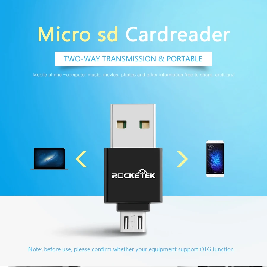 Rocketek Высокое качество micro usb 2,0 мульти памяти otg телефон кард-ридер адаптер для TF micro SD ПК компьютер Ноутбук аксессуары