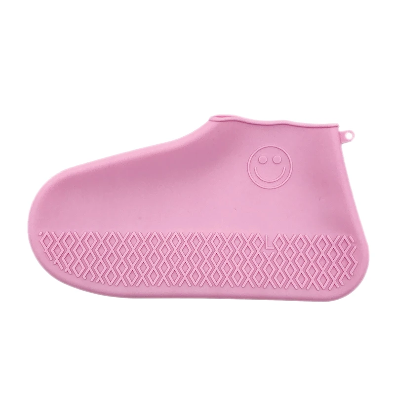 ETya/1 пара, женские и мужские туфли для многократного применения, покрытие из пластика, водонепроницаемый эластичный латекс, обувь, покрытие, противоскользящие непромокаемые сапоги, аксессуары - Цвет: Розовый