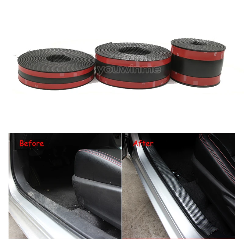 Youwinme 3cm Carbon Fiber Universal Car Scuff Plate Door Sill Cover