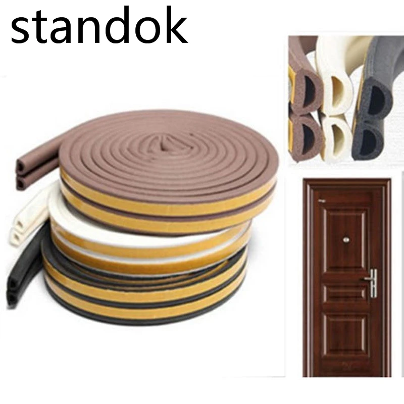 

5M Self Adhesive D Type Doors and for Windows Foam Seal Strip Soundproofing Collision Avoidance Rubber Seal Collision Tape