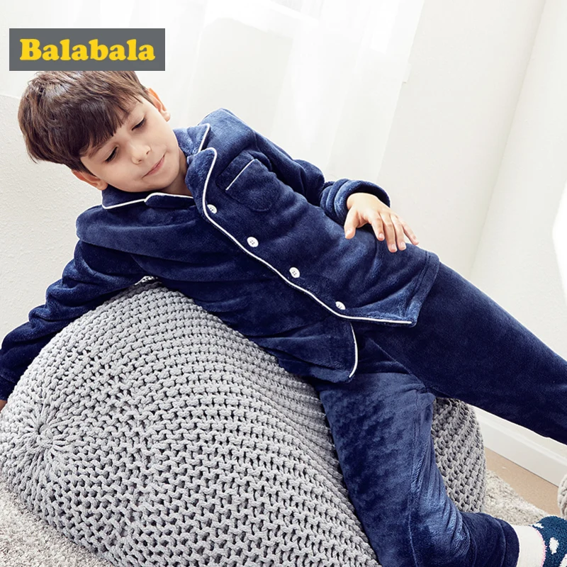 

Balabala Boys 2-Piece Soft Flannel Fleece-Lined Pajamas Pjs Long Sleeve Pajama Shirt + Pull-on Pants Set Teenage Boy Pajamas Set