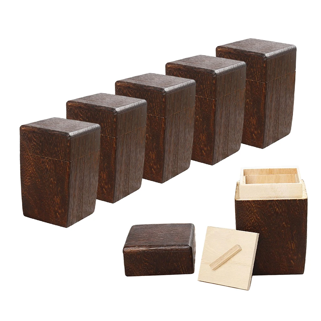 6x Square Wooden Tea Box Maccha Storage Box Canister Tea Jar Caddy Storage Box Case Handmade Organizer