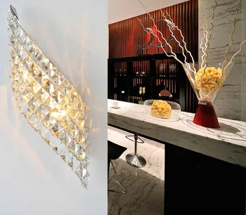 

LED concise modern fashion stainless steel living room bedroom study room toilet waterproof crystal wall lamp