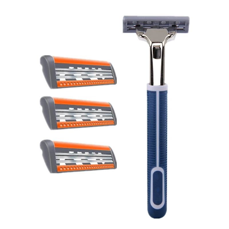 Shaving Razor Blade Sharp Blade 1pc Razor Handle + 4pcs High Quality 3
