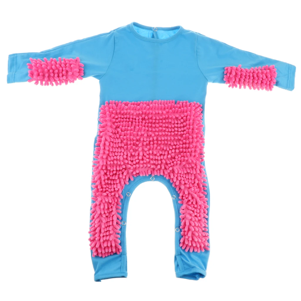 Baby Mop Romper For Newborn Boys Girls Clothes Long Sleeve Crawling Jumpsuit Infant Cleaning Mop Suit Costume Bodysuit