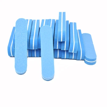 

40Pcs Blue Mini Nail File Sanding Art Care Tools Buffers Slim Crescent Grit Callus Wholesale Files pedicura Manicure Tool Sets