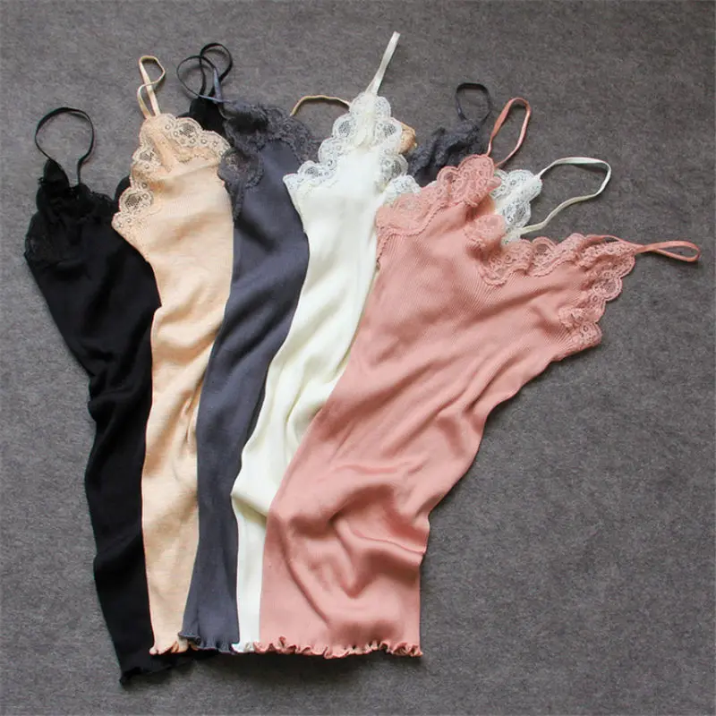 Натуральный шелк, кружевные топы, женские летние майки, без рукавов, сексуальная Базовая короткая рубашка, тонкий жилет, регулируемый