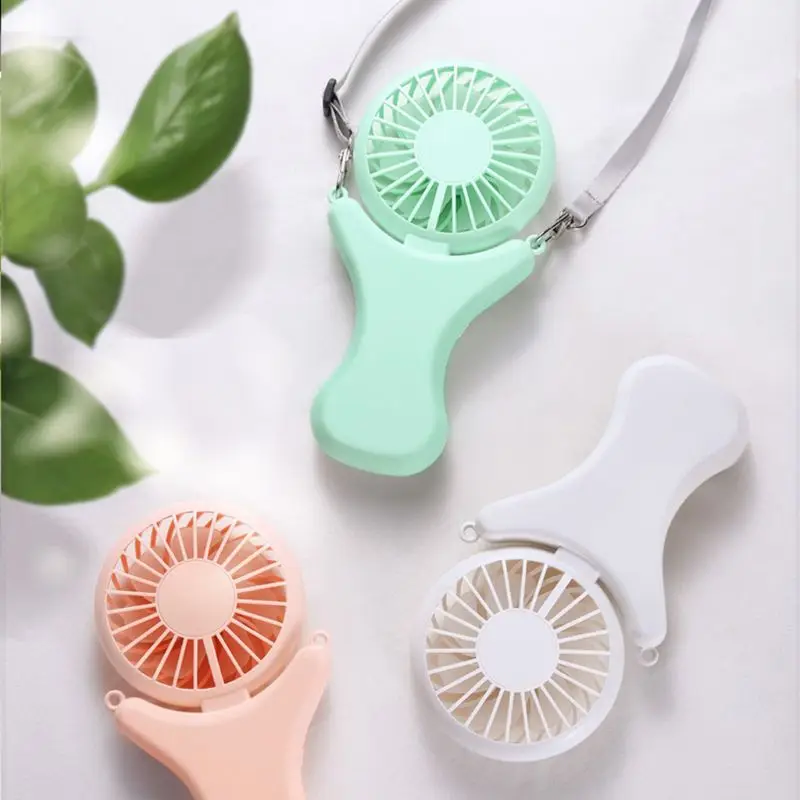 

2000mAh USB Portable Hands-free Neck Hanging Fan Rechargeable Air Cooler Sports 3 gears Hand Held Desktop Electric Fan for Trave