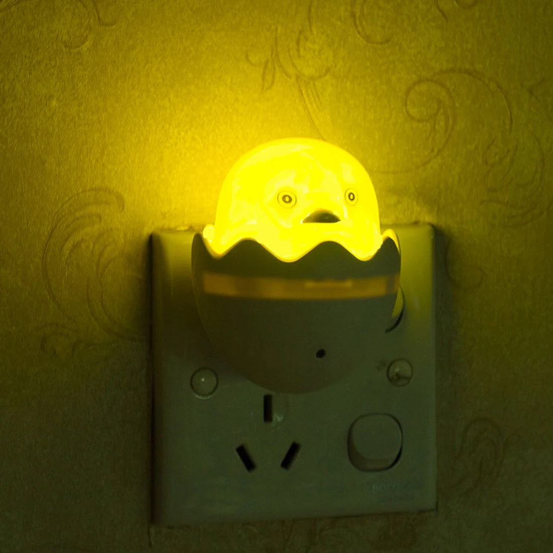 

AC 110-220V Duck Light Control Sensor Gift for Children Cute LED Night Light Wall Socket Lamps Bedroom Lamp Yellow US Plug