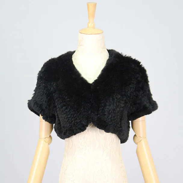 QIUCHEN 44 Сплошной короткий женский натуральный вязаный жилет из кроличьего меха натуральный мех пальто зимний жилет модное платье - Цвет: Черный