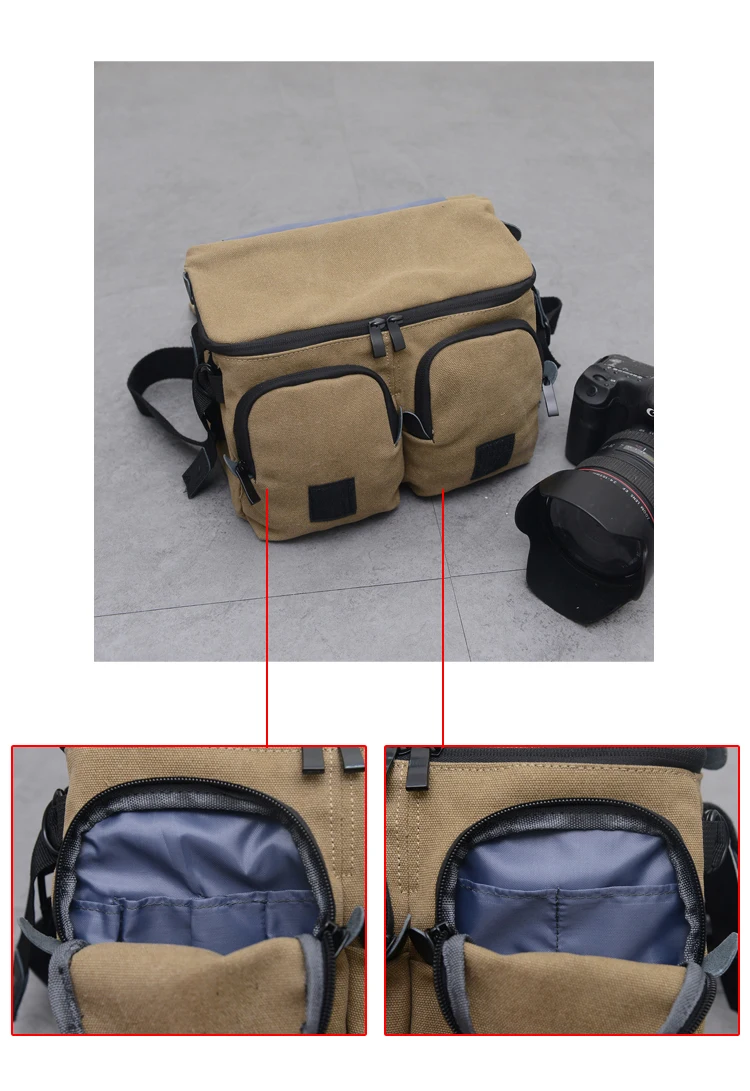 Bolsa da Câmera da Foto Bolsa da Câmera de Viagem Bolsa da Foto Profissional Dslr Lona Ombro Único Mochila - Image 4