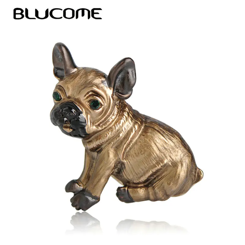 

Blucome Cute Pug Dog Brooches Green Eyes Animal Corsage Pins Kids Girls Shirt Coat Clips Brooches Clothes Accessories Jewelry