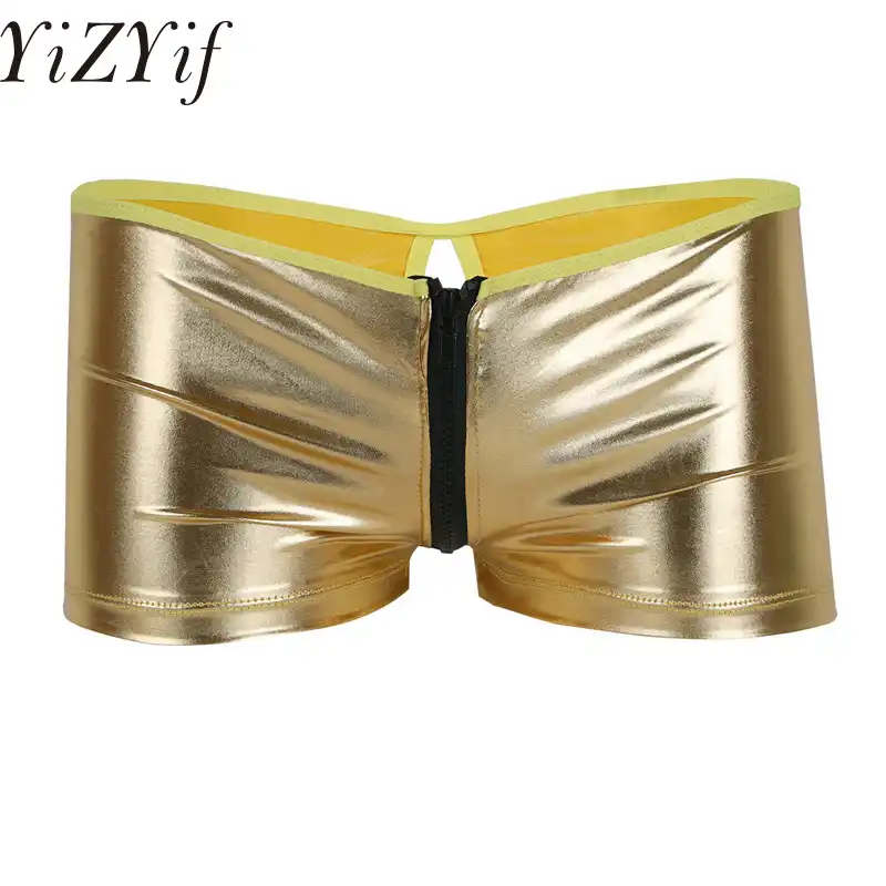 mens metallic gold shorts