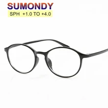 SUMONDY, небьющиеся TR90, прочные очки для чтения, для мужчин и женщин,, Анти-усталость, круглая оправа, очки для дальнозоркости R120