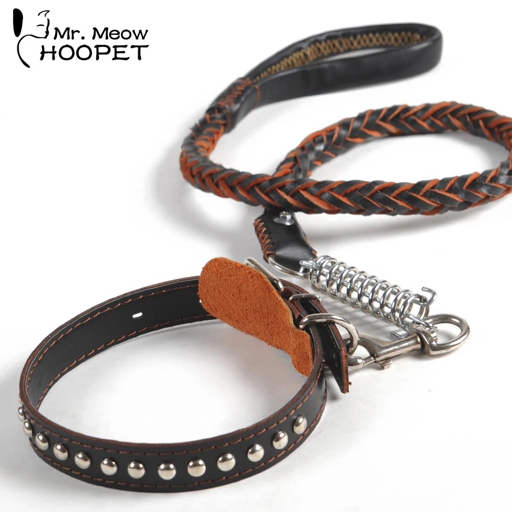 Hoopet Pet Collar Set Dog Leash Strong Leads and Collars Leather 2
