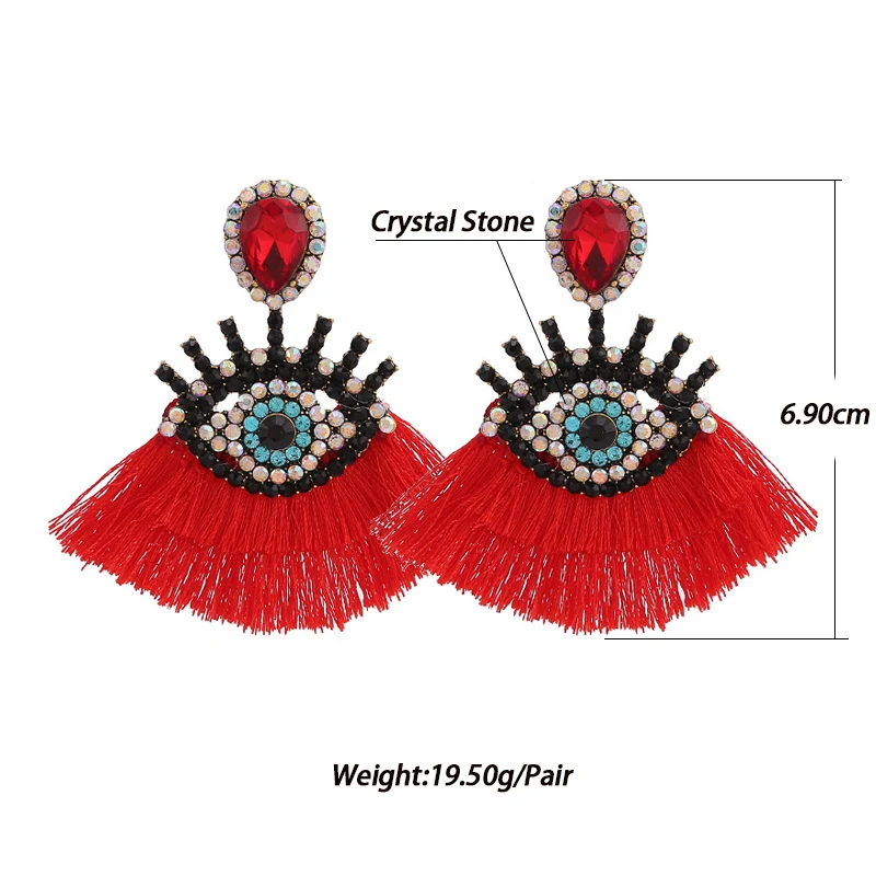 Earrings for women stud earrings tassel earrings 14 colorful bohe pendant earrings for women eye earrings tassel earrings REd size