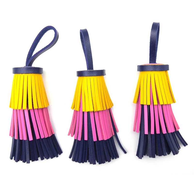 

High Quality Colorful Big Tassels For Bohemia Jewelry Diy Key Chain Handmade Bag Chain Finding Making Accessories Leather Tassel