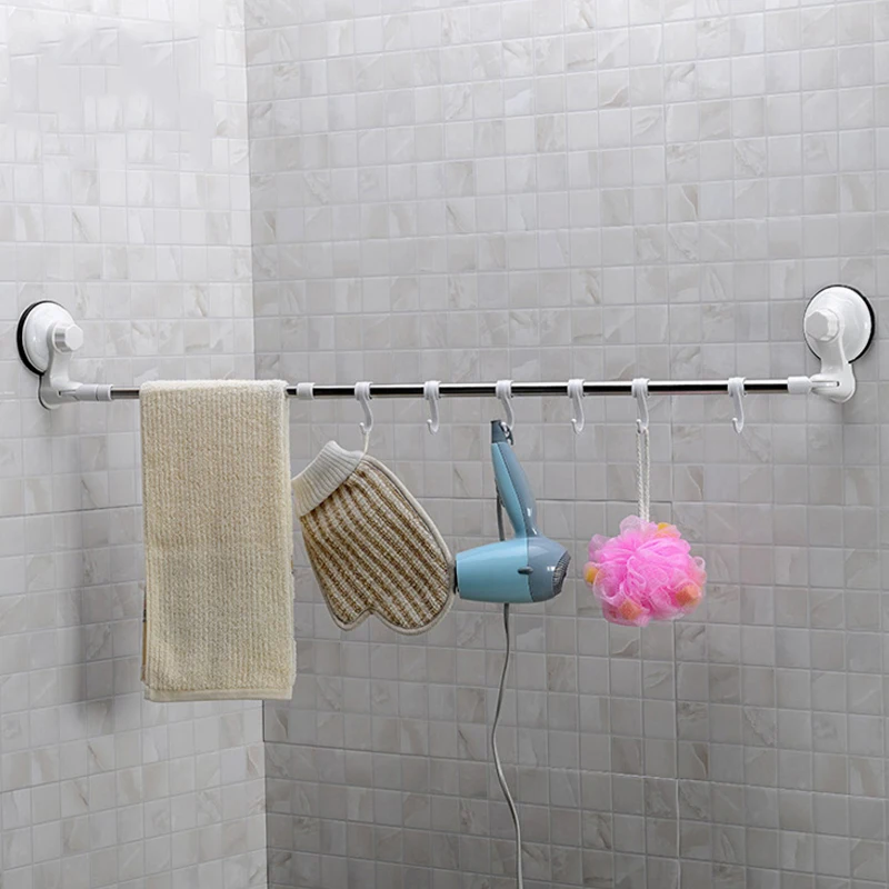 

1pc Rotatable Telescopic Towel Rack Strong Suction Cup Towel Rack Bathroom Horizontal bar telescopic Towel Hanger