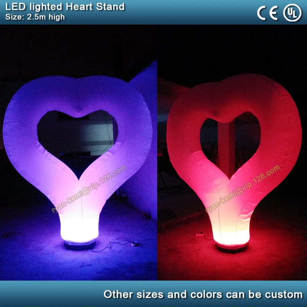 2.5m LED lighting inflatable heart stand  Valentine's Day Wedding party Decoration inflatable heart balloon with LED