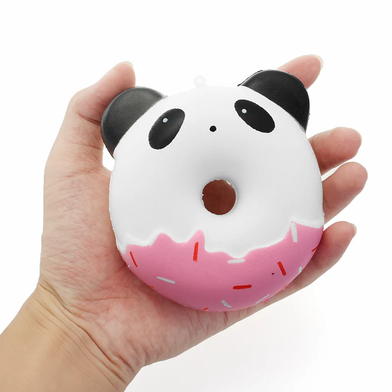 

For Kids 10cm Kawaii Gift Soft Panda Cat Doughnut Jumbo-Squishy toy Cute Phone Straps Slow Rising Squishies Donut toy Keychain