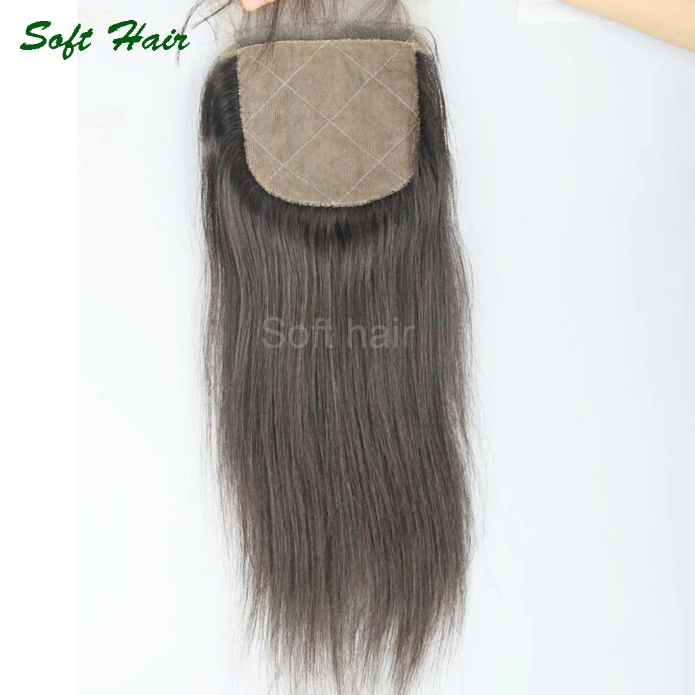 

8A virgin brazilian hair Free and middle part lace top closure 4*4"swiss closure bleached knots silk base straigt Free shipping