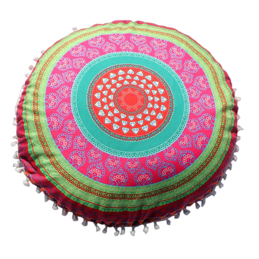 

Gajjar Durable Tools Indian Mandala Floor Pillows Round Boho Cushion Pillow Cover Case Color Textile Pillow 43*43CM dropshipping