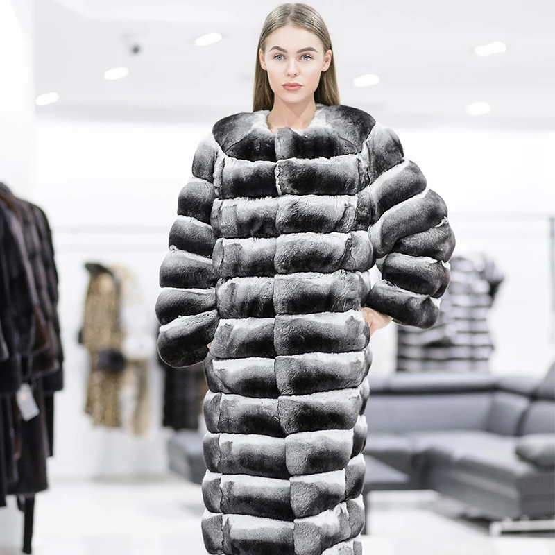 FURSARCAR Natural Rex Rabbit Fur Coat New Rabbit Fur Female Jacket Genuine Leather Short Fur Coats Women Winter Thichk Warm