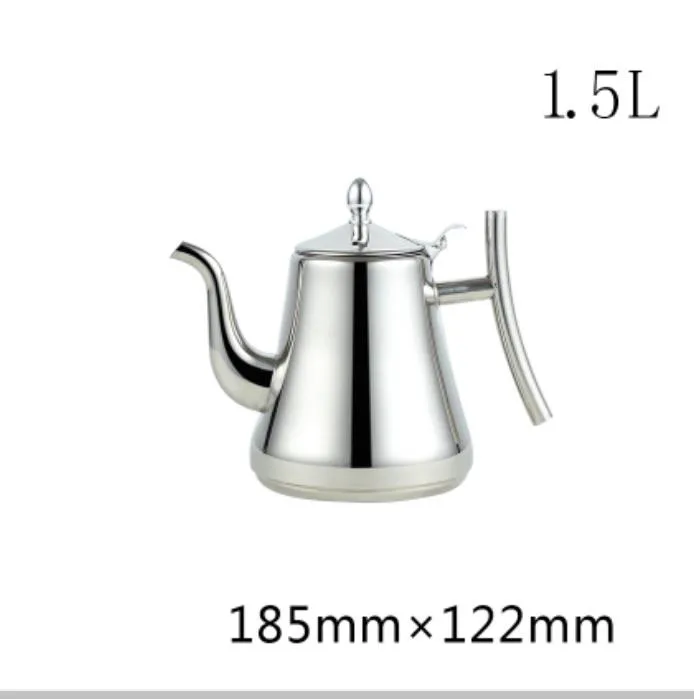 Высококачественный чайный горшок из нержавеющей стали с ситечком для чая, послеобеденный чайник с цветами, чайные наборы, домашний ресторан, отель, чайный чайник - Цвет: 1500ML Sliver
