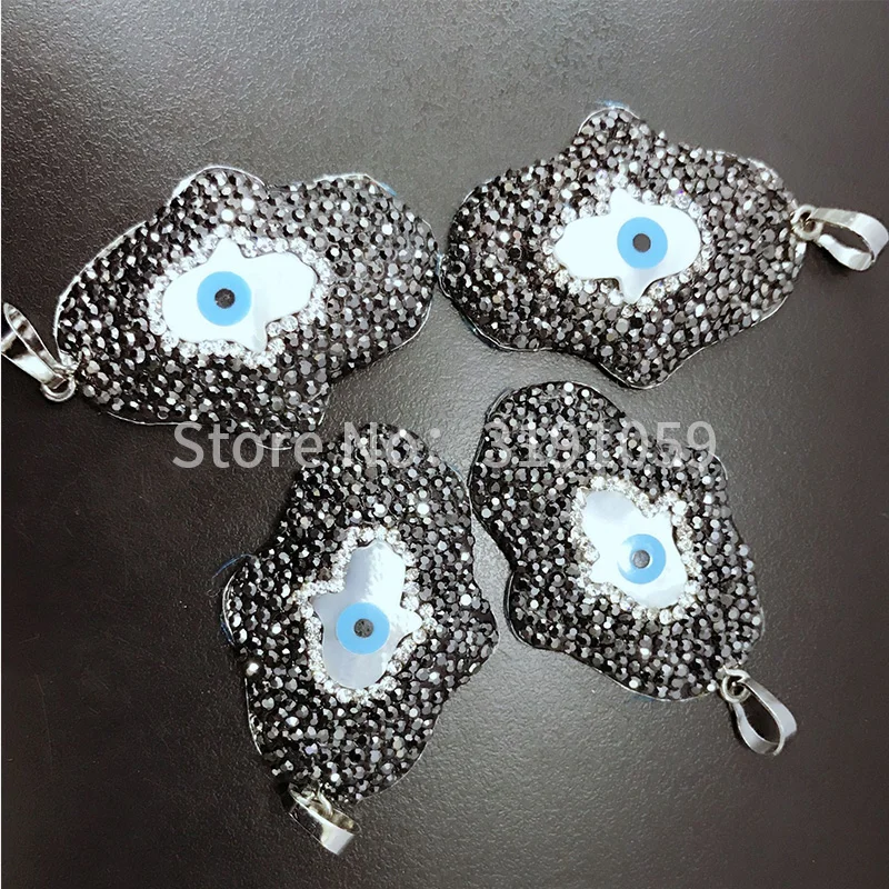 

Pave Rhinestone Shell Eyes Palm pendant For Jewelry Accessories ZLH