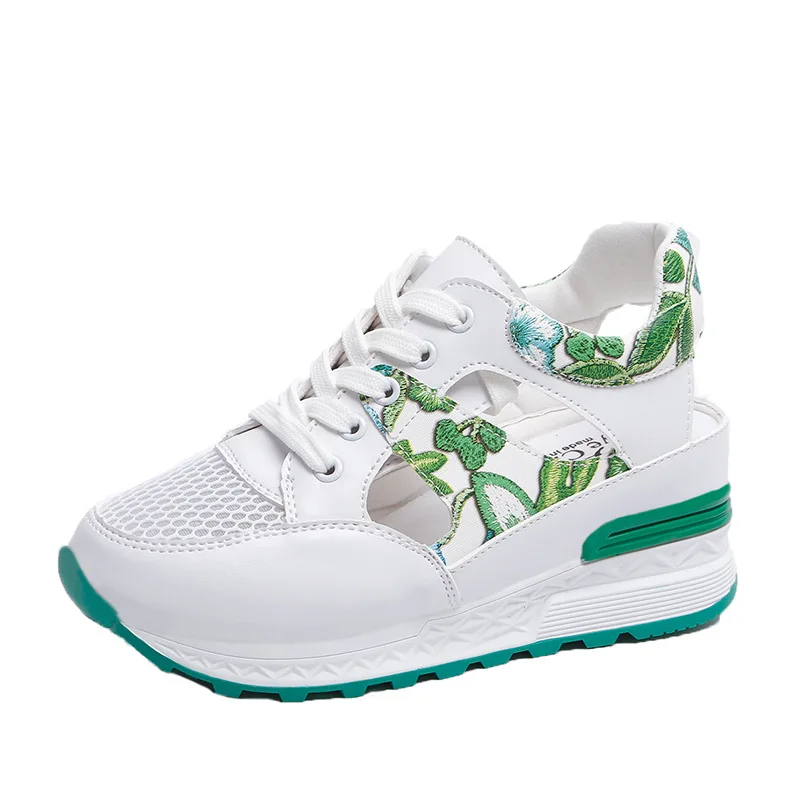 

Thick-soled sandals female summer 2019 new wild flat-bottom casual sports net shoes hollowing high shoes