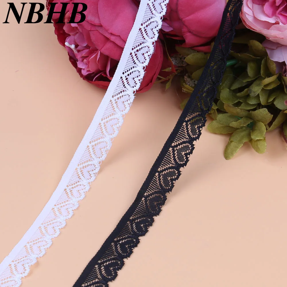 NBHB 10 yards beautiful stretch Embroidered elastic lace ribbon 18mm