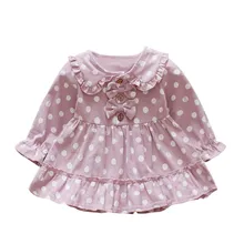 Платье для малышей платье для девочек новая осенняя одежда в горошек с бантом и длинными рукавами для девочек Детские платья Одежда для детей платья принцессы