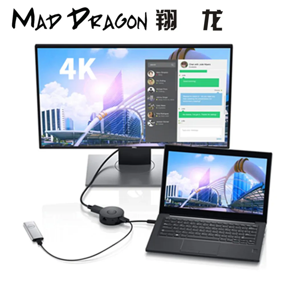  MAD DRAGON Brand for Dell DA300 Mobile USB-C HDMI/VGA/Ethernet/USB 4K Adapter Compatible with Latit