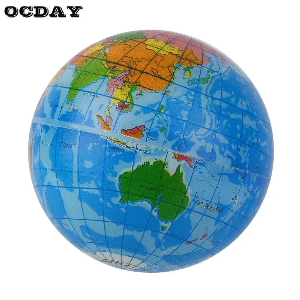 Mini Blue World Map Foam Earth Globe Stress Relief Bouncy Ball Atlas