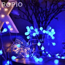 ROPIO 10 м 100 светодиодный s Сказочный свет синий шар светодиодный свет шнура домашний сад Новогодняя вечеринка открытый праздничный Декор подключаемый