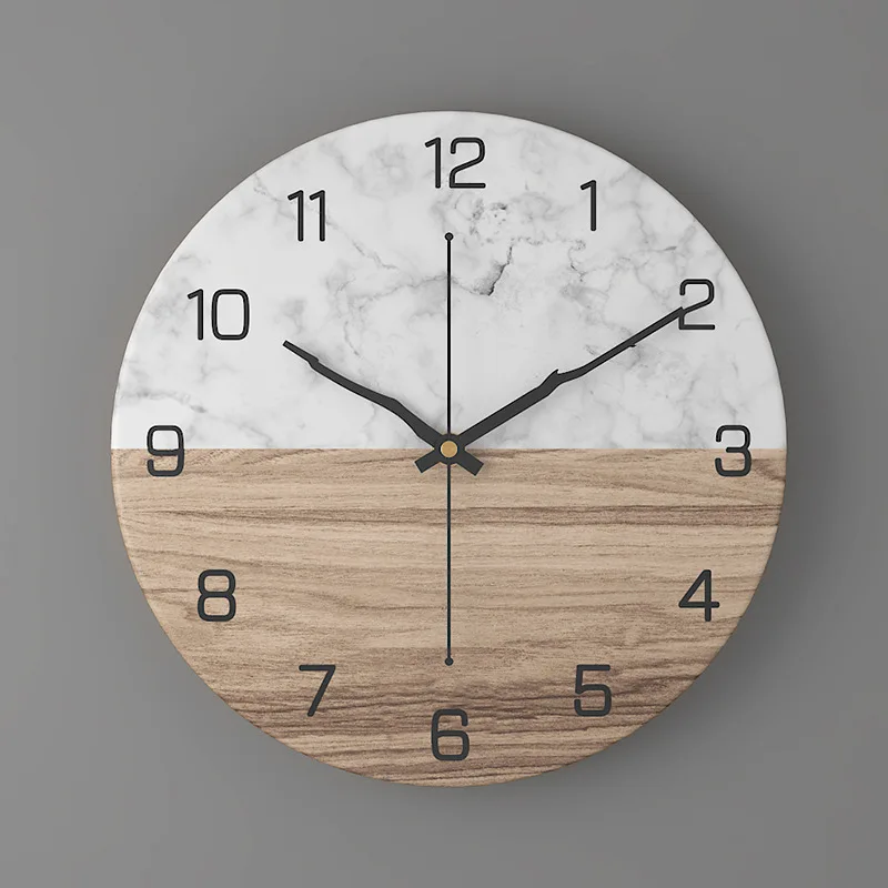 Европейские мраморные железные домашние бесшумные часы простые креативные настенные часы современный дизайн декоративные кварцевые часы цифровые настенные часы круглые - Цвет: D  3030cm