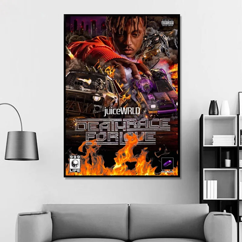 Günstige Saft WRLD Death Race für Liebe Poster Album Pop Musik abdeckung Musik Star Poster Leinwand Drucke Wand Kunst Für Wohnzimmer room Home Decor