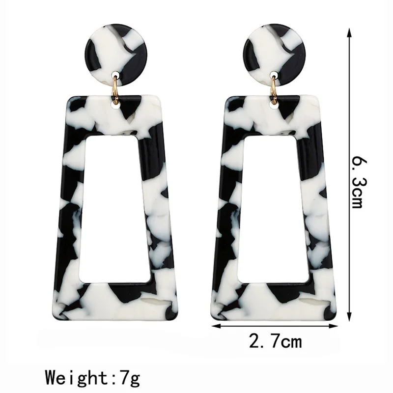 Черный, белый цвет в полоску геометрический Висячие серьги для женщин длинные большой акриловые серьги Мода модные украшения